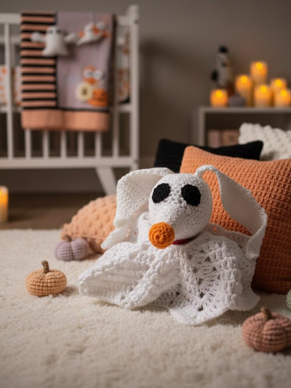 Little Phantom Pup Crochet Lovey | Handmade Ghost Dog Security Blanket